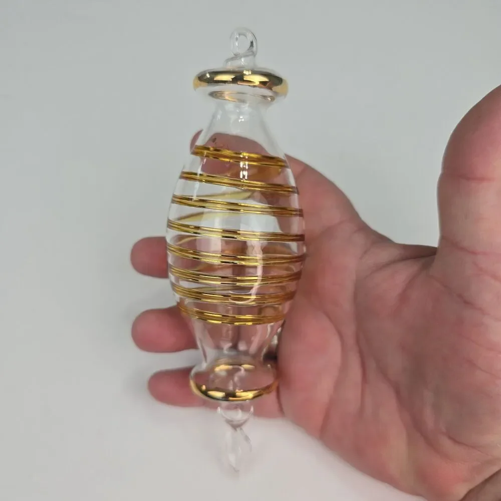 Gold Swirl Blown Glass Finial Christmas Ornament - Picture 2 of 5